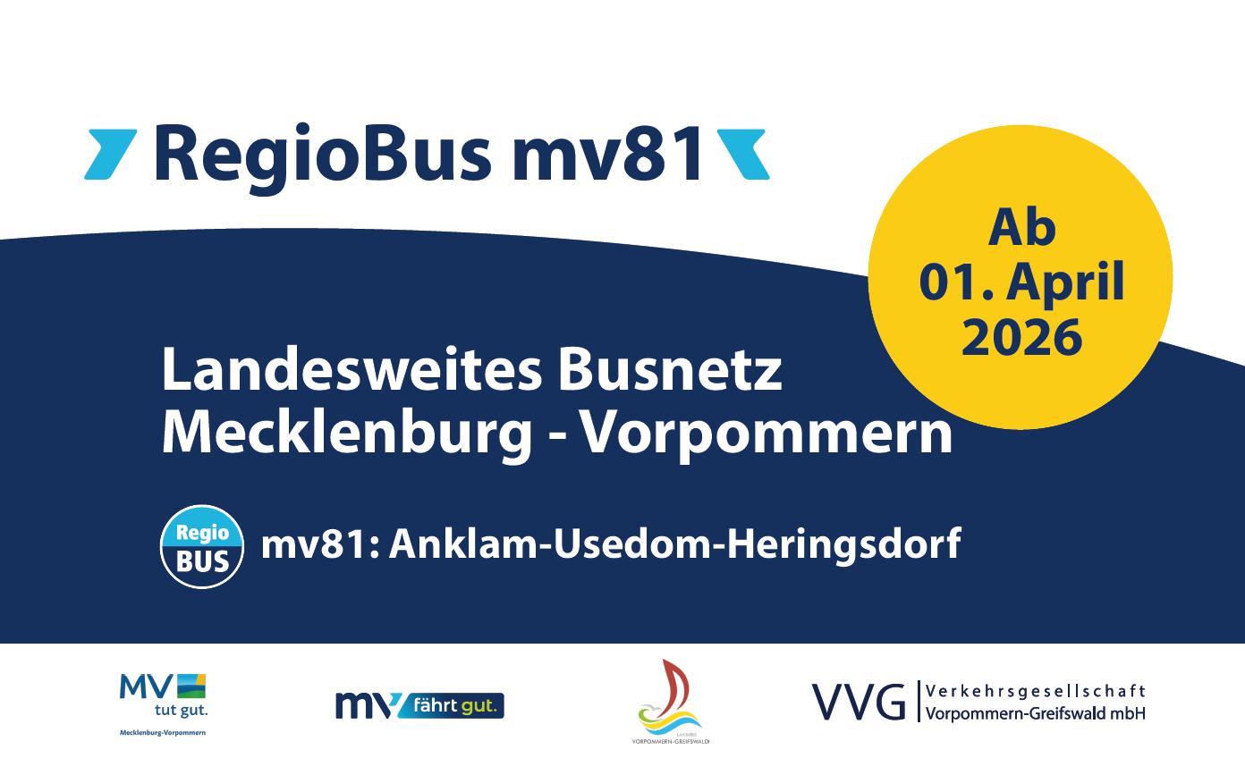 VVG startet erste Regiobuslinie und erweitert den Rufbusverkehr auf der Ostseeinsel Usedom