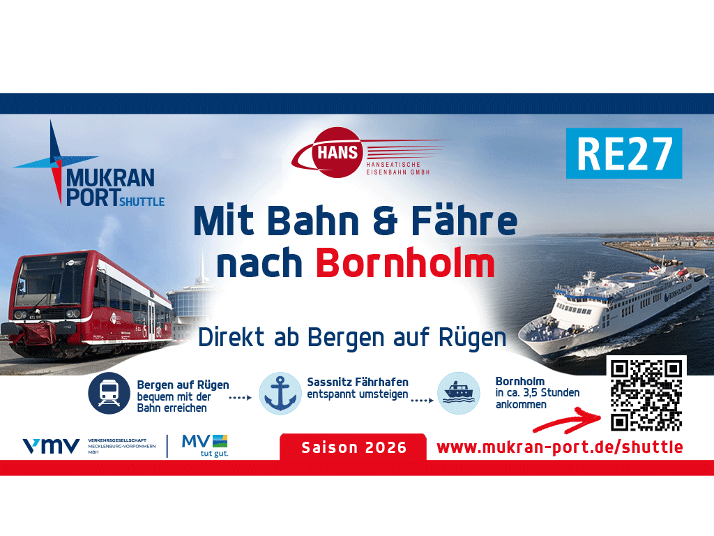 Bequem und klimafreundlich nach Dänemark: Zug-Fähre-Kombination startet in die Saison 2026